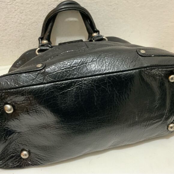 Hype Women's Black Soft Leather Studded Tote Satchel hobo bag - Picture 8 of 15